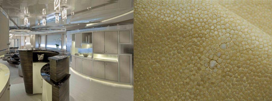 Rochenleder auf Schranktüren